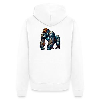 Gorilla - Unisex Premium Organic Zip Hoodie - white - Back - Thijin (182cm)