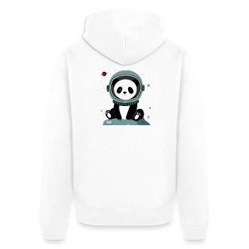 Astronauten-Panda – Fantasievolles Weltraummotiv - Unisex Premium Bio Zip Hoodie - Weiß - Hinten - Thijin (182cm)