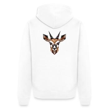Geometric antelope head – elegance and wilderness - Unisex Premium Organic Zip Hoodie - white - Back - Thijin (182cm)