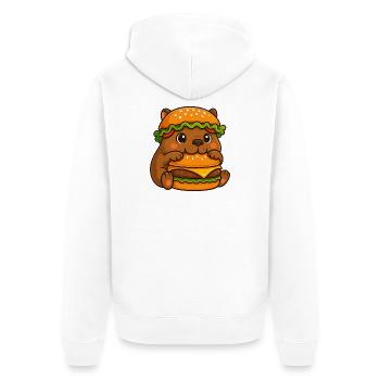 Capybara sucré Capybara avec cheeseburger rapide - Veste à capuche bio Premium Unisexe - blanc - Dos - Thijin (182cm)