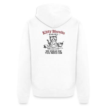 Kitty Biscuits Bakery - We Knead Em, You Need Em - Unisex Premium Bio Zip Hoodie - Weiß - Hinten - Thijin (182cm)