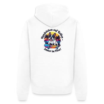 Chiens en mouvement - Veste à capuche bio Premium Unisexe - blanc - Dos - Thijin (182cm)
