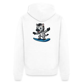 Cooles Zebra Surfer Strand Outfit Schwimmer Kids - Unisex Premium Bio Zip Hoodie - Weiß - Hinten - Thijin (182cm)