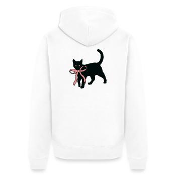 Black cat with bow tie - Unisex Premium Organic Zip Hoodie - white - Back - Thijin (182cm)