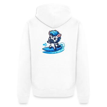 mignon zèbre surfer planche de surf d’été dessin animé - Veste à capuche bio Premium Unisexe - blanc - Dos - Thijin (182cm)