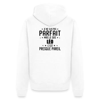 Leo: authentic, imperfect, top, perfection - Unisex Premium Organic Zip Hoodie - white - Back - Thijin (182cm)