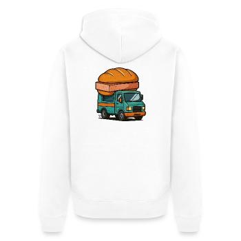 LKW Leberkäse  - Unisex Premium Bio Zip Hoodie - Weiß - Hinten - Thijin (182cm)