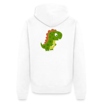 Verspielter Dino mit buntem Rücken - Unisex Premium Bio Zip Hoodie - Weiß - Hinten - Thijin (182cm)