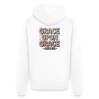 Grace Upon Grace John 1 16 Bible Verse - Unisex Premium Organic Zip Hoodie - white - Back - Thijin (182cm)