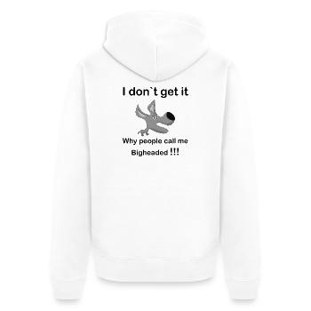 Grey Cartoon Dog Snout - Unisex Premium Organic Zip Hoodie - white - Back - Thijin (182cm)