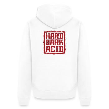 Harte dunkle Säure - Unisex Premium Bio Zip Hoodie - Weiß - Hinten - Thijin (182cm)