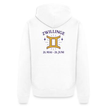 Sternzeichen Zwillinge - Unisex Premium Bio Zip Hoodie - Weiß - Hinten - Thijin (182cm)