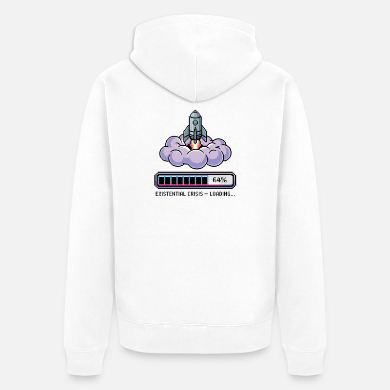 Digital Retro – Existential Crisis – Loading... - Unisex Premium Bio Zip Hoodie - Weiß