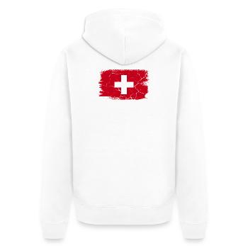 Zürich - Unisex Premium Bio Zip Hoodie - Weiß - Hinten - Thijin (182cm)