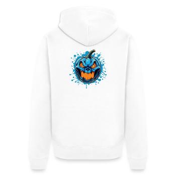 WÜTENDER KÜRBIS - Unisex Premium Bio Zip Hoodie - Weiß - Hinten - Thijin (182cm)