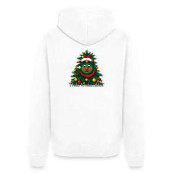Fröhlicher Weihnachtsbaum mit Gesicht - Unisex Premium Bio Zip Hoodie - Weiß - Hinten - Thijin (182cm)