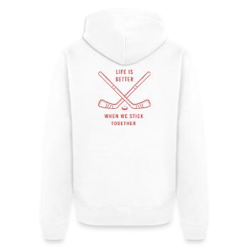 Para hockey sur glace handicap - Veste à capuche bio Premium Unisexe - blanc - Dos - Thijin (182cm)