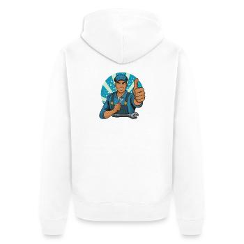 Illustration de pouce vers le haut d’artisan - Veste à capuche bio Premium Unisexe - blanc - Dos - Thijin (182cm)