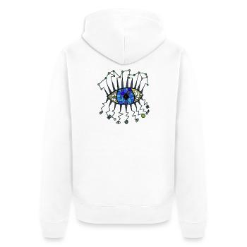 Spionageauge - Unisex Premium Bio Zip Hoodie - Weiß - Hinten - Thijin (182cm)