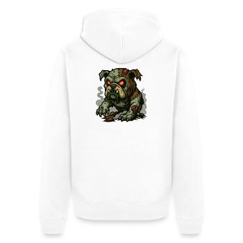 Untote Bulldogge - Unisex Premium Bio Zip Hoodie - Weiß - Hinten - Thijin (182cm)