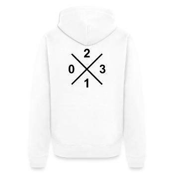 Vorwahl 0231 – Ruhrpott Liebe Dortmund Shirt - Unisex Premium Bio Zip Hoodie - Weiß - Hinten - Thijin (182cm)