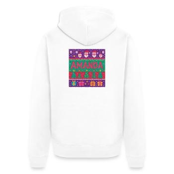 Festlicher Name Amanda Hässlicher Weihnachtsstil, Weihnachten - Unisex Premium Bio Zip Hoodie - Weiß - Hinten - Thijin (182cm)