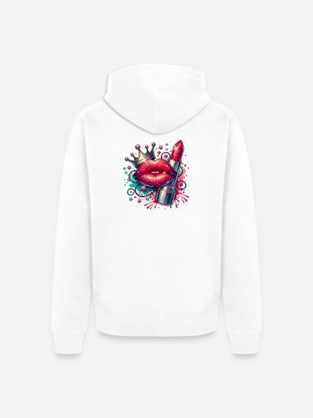 Mädchenkram Glamour Königin Lippenstift - Unisex Premium Bio Zip Hoodie - Weiß