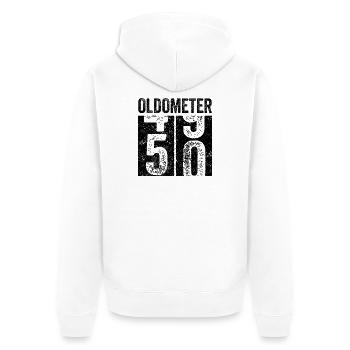 50th Birthday Gift Funny Oldometer 49-50  - Unisex Premium Bio Zip Hoodie - Weiß - Hinten - Thijin (182cm)