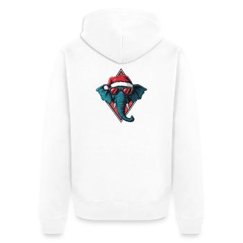 Elephant Santa with sunglasses - Unisex Premium Organic Zip Hoodie - white - Back - Thijin (182cm)