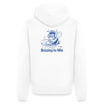 Gaming Biene am PC Buzzing to Win - Unisex Premium Bio Zip Hoodie - Weiß - Hinten - Thijin (182cm)