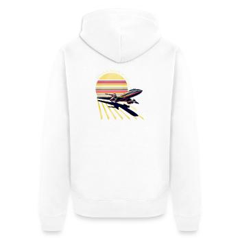 Retro Airplane Sunset (Based!) - Unisex Premium Organic Zip Hoodie - white - Back - Thijin (182cm)