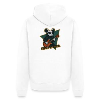 Maus mit Gitarre Cooles Cartoon - Unisex Premium Bio Zip Hoodie - Weiß - Hinten - Thijin (182cm)