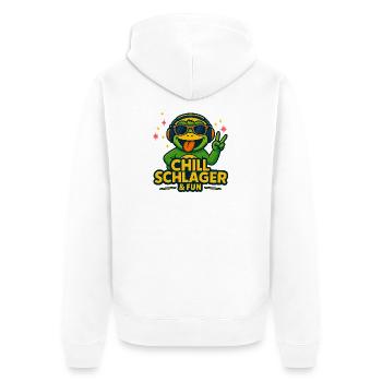 Chill Schlager & Fun – Bonne ambiance - Veste à capuche bio Premium Unisexe - blanc - Dos - Thijin (182cm)