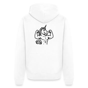 Contour noir de la mascotte licorne minimaliste - Veste à capuche bio Premium Unisexe - blanc - Dos - Thijin (182cm)