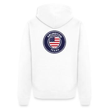 Arlington Texas Emblem with Flag - Unisex Premium Organic Zip Hoodie - white - Back - Thijin (182cm)
