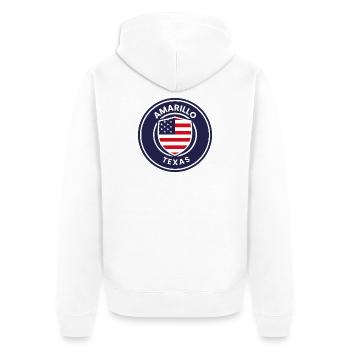 Insigne texan dans l’écu américain - Veste à capuche bio Premium Unisexe - blanc - Dos - Thijin (182cm)