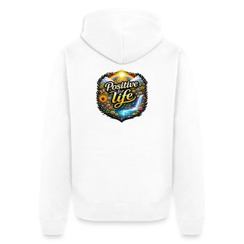 Positive for life - Unisex Premium Organic Zip Hoodie - white - Back - Thijin (182cm)