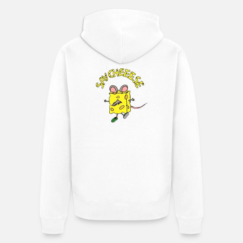 Héros fromage dans le style comic - Veste à capuche bio Premium Unisexe - blanc