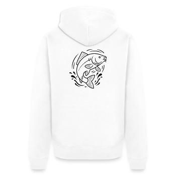 Carp Jumping Fish Fishing - Unisex Premium Organic Zip Hoodie - white - Back - Thijin (182cm)
