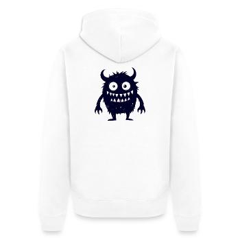 dunkles kleines süßes Monsterchen lustig - Unisex Premium Bio Zip Hoodie - Weiß - Hinten - Thijin (182cm)