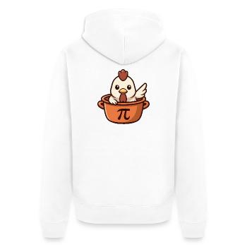 Cute Chicken in Pot with Pi Symbol Fun - Unisex Premium Organic Zip Hoodie - white - Back - Thijin (182cm)