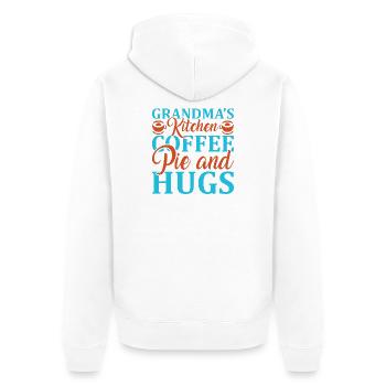 Grandma's Kitchen: Coffee, Drink, and Hugs - Unisex Premium Organic Zip Hoodie - white - Back - Thijin (182cm)