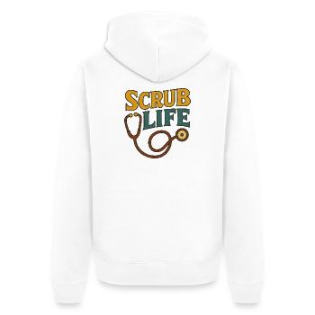Scrub Life Medical Stethoscope - Unisex Premium Organic Zip Hoodie - white - Back - Thijin (182cm)