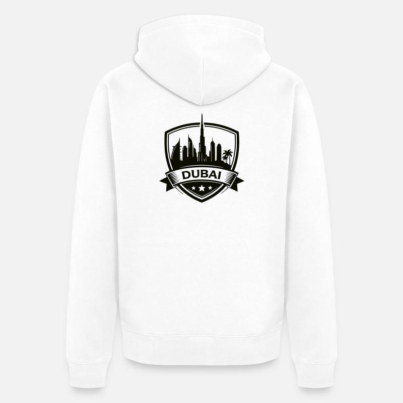 Bouclier de la Skyline de Dubaï - Veste à capuche bio Premium Unisexe - blanc