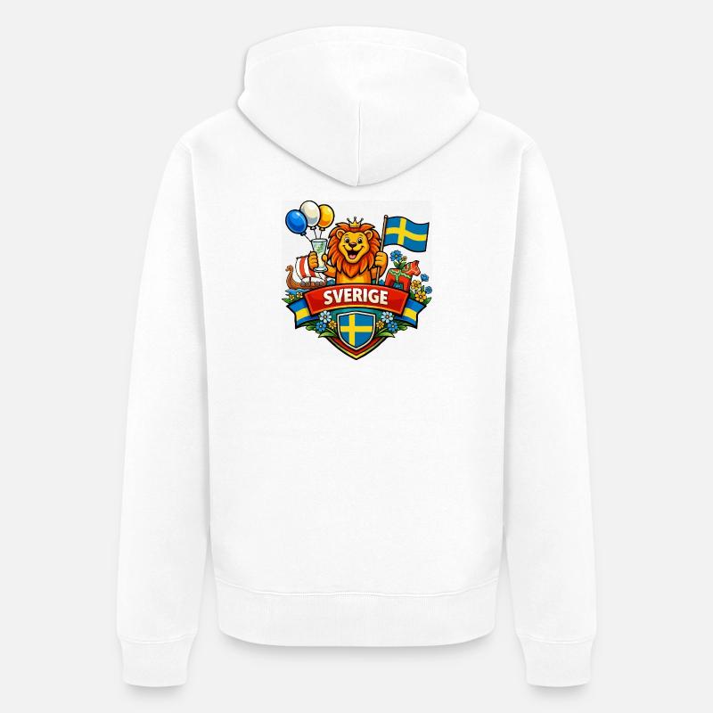 Logo joyeux de la Suède - Veste à capuche bio Premium Unisexe - blanc