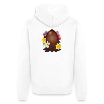 Chocolate Easter Egg with Flowers and Vanilla - Unisex Premium Organic Zip Hoodie - white - Back - Thijin (182cm)