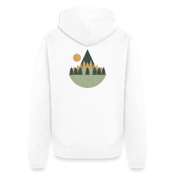 Wald Berge Natur Vintage Retro Berge Tannenbaum - Unisex Premium Bio Zip Hoodie - Weiß - Hinten - Thijin (182cm)