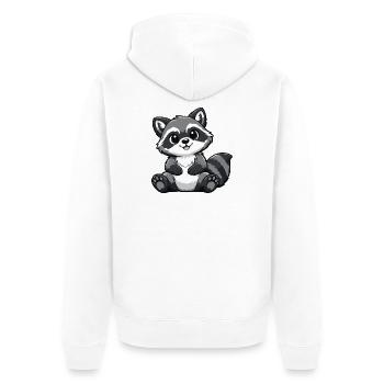 Motif mignon de raton laveur dans un style cartoon - Veste à capuche bio Premium Unisexe - blanc - Dos - Thijin (182cm)