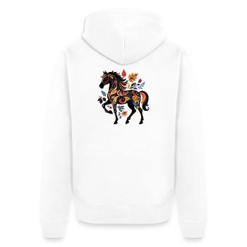 Ornamental horse with leaf patterns - Unisex Premium Organic Zip Hoodie - white - Back - Thijin (182cm)
