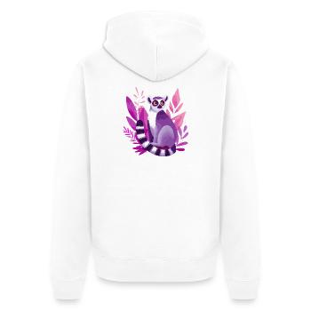 Purple lemur in the Pink Jungle - Unisex Premium Organic Zip Hoodie - white - Back - Thijin (182cm)